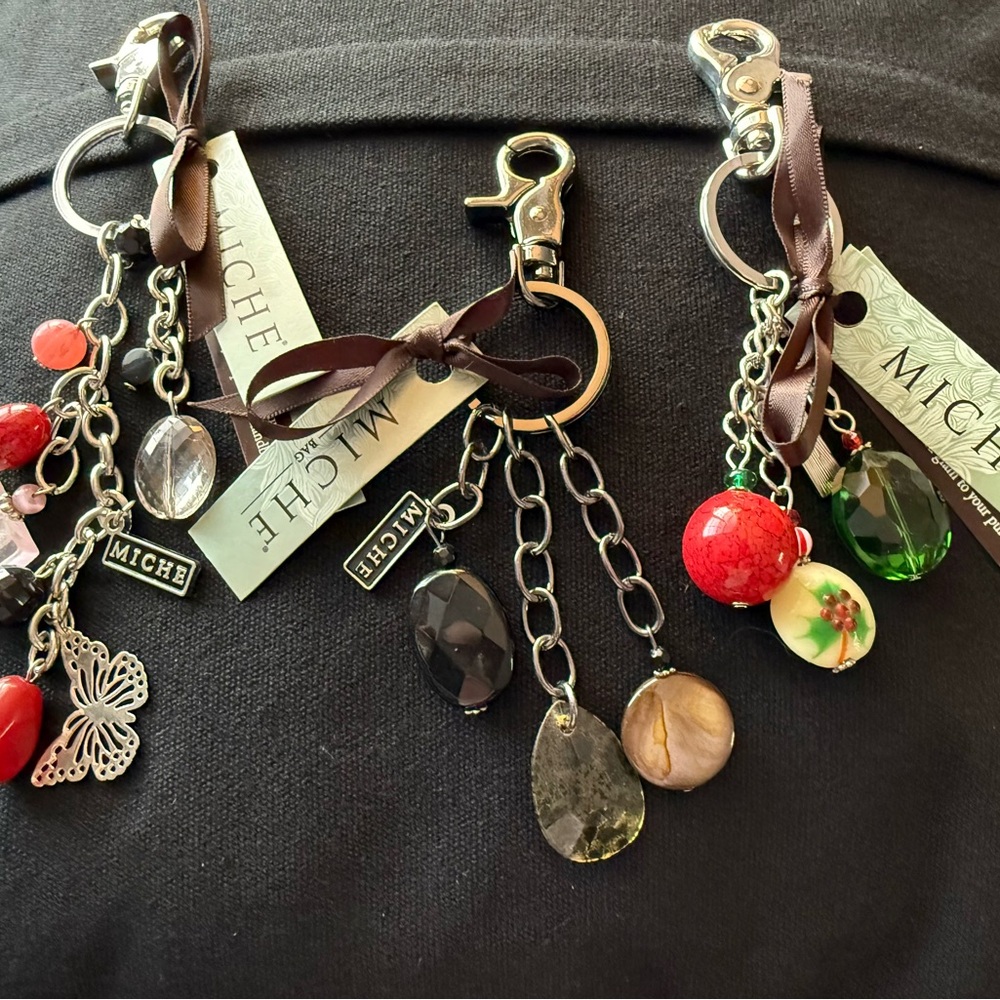 Miche Keychain Trio with Colorful Charms/Purse Jewelry
